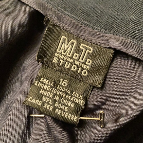 Vintage Navy Silk Wide Leg Menswear Trousers 16 - Picture 6 of 6